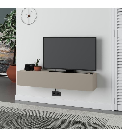 Mobile porta TV sospeso Francy cashmere con ante a ribalta 135x31.7x25 cm.