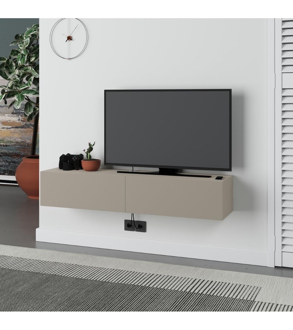 Mobile porta TV sospeso Francy cashmere con ante a ribalta 135x31.7x25 cm.