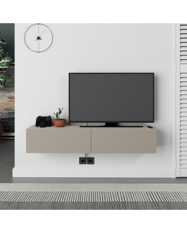Mobile porta TV sospeso Francy cashmere con ante a ribalta 135x31.7x25 cm.