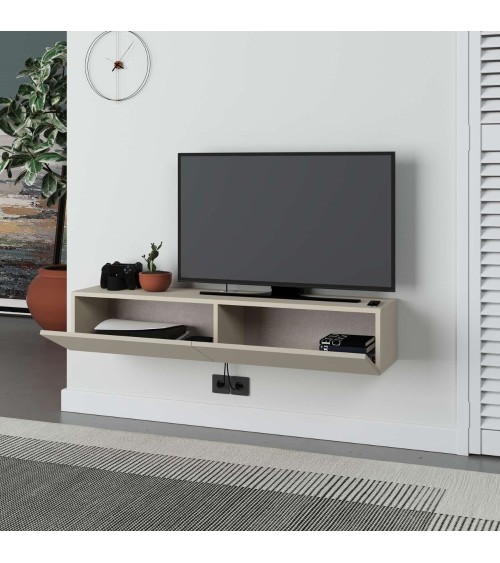 Mobile porta TV sospeso Francy cashmere con ante a ribalta 135x31.7x25 cm.