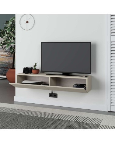 Mobile porta TV sospeso Francy cashmere con ante a ribalta 135x31.7x25 cm.