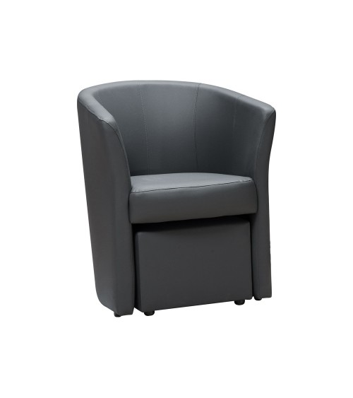 Poltrona Pegasus con pouf estraibile in ecopelle grigio scuro