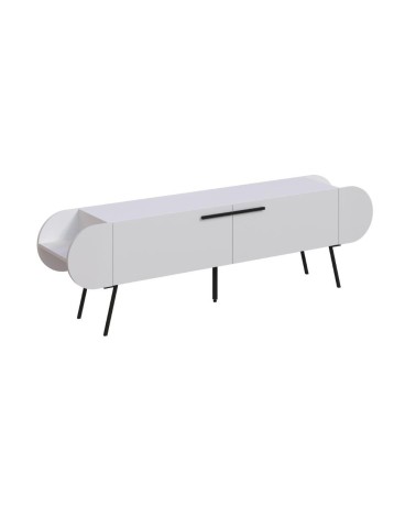 Mobile porta tv Capsule con due ante a ribalta e ripiani laterali colore bianco