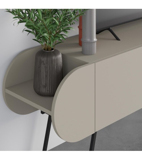 Mobile porta tv Capsule con due ante a ribalta e ripiani laterali colore cashmere