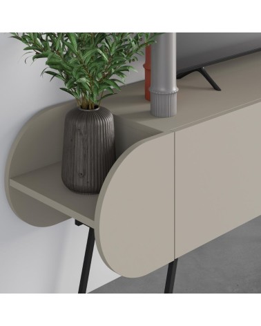 Mobile porta tv Capsule con due ante a ribalta e ripiani laterali colore cashmere