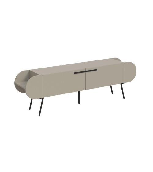 Mobile porta tv Capsule con due ante a ribalta e ripiani laterali colore cashmere