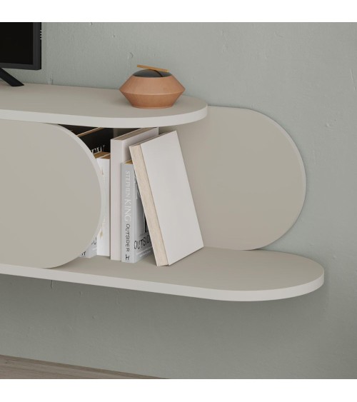 Mobile porta tv sospeso Tone con 2 ante a ribalta e vano laterale a giorno colore cashmere