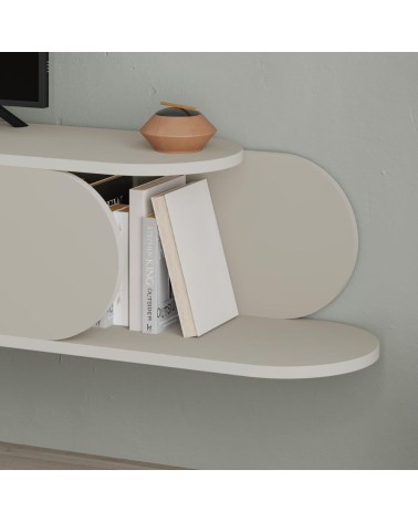 Mobile porta tv sospeso Tone con 2 ante a ribalta e vano laterale a giorno colore cashmere