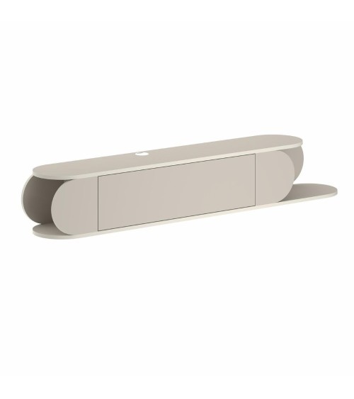 Mobile porta tv sospeso Tone con 2 ante a ribalta e vano laterale a giorno colore cashmere