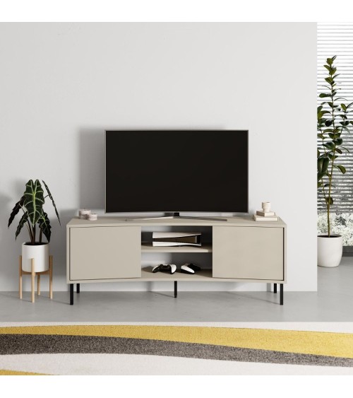 Mobile porta tv Frem con 2 ante e nicchie a giorno colore cashmere