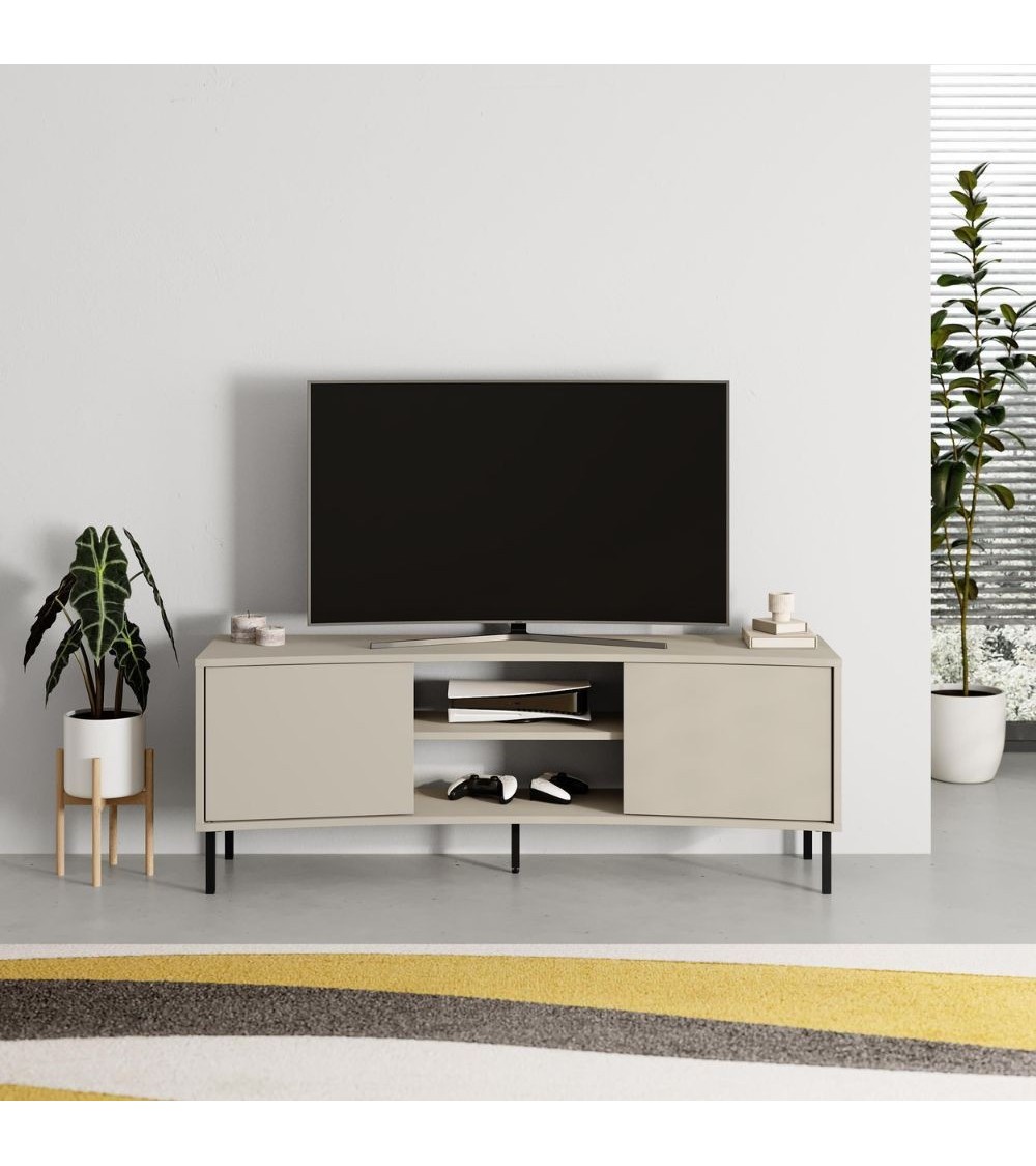 Mobile porta tv Frem con 2 ante e nicchie a giorno colore cashmere