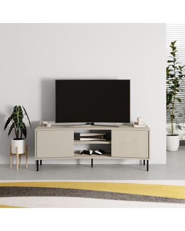 Mobile porta tv Frem con 2 ante e nicchie a giorno colore cashmere
