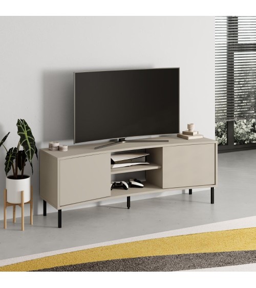 Mobile porta tv Frem con 2 ante e nicchie a giorno colore cashmere