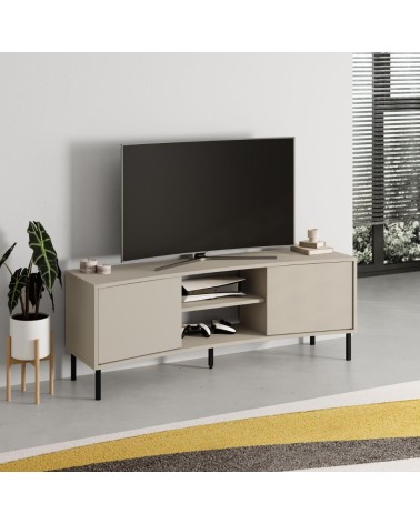 Mobile porta tv Frem con 2 ante e nicchie a giorno colore cashmere