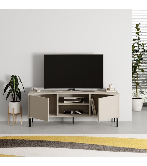 Mobile porta tv Frem con 2 ante e nicchie a giorno colore cashmere