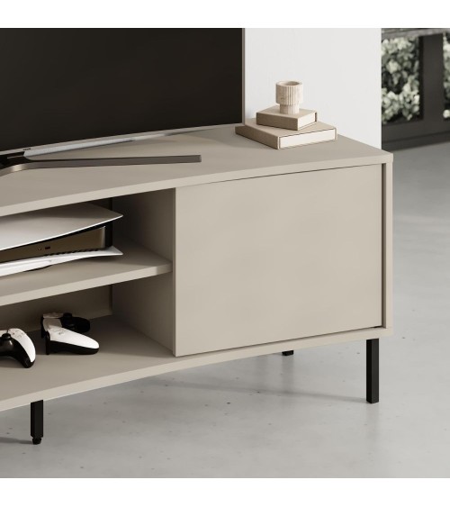 Mobile porta tv Frem con 2 ante e nicchie a giorno colore cashmere