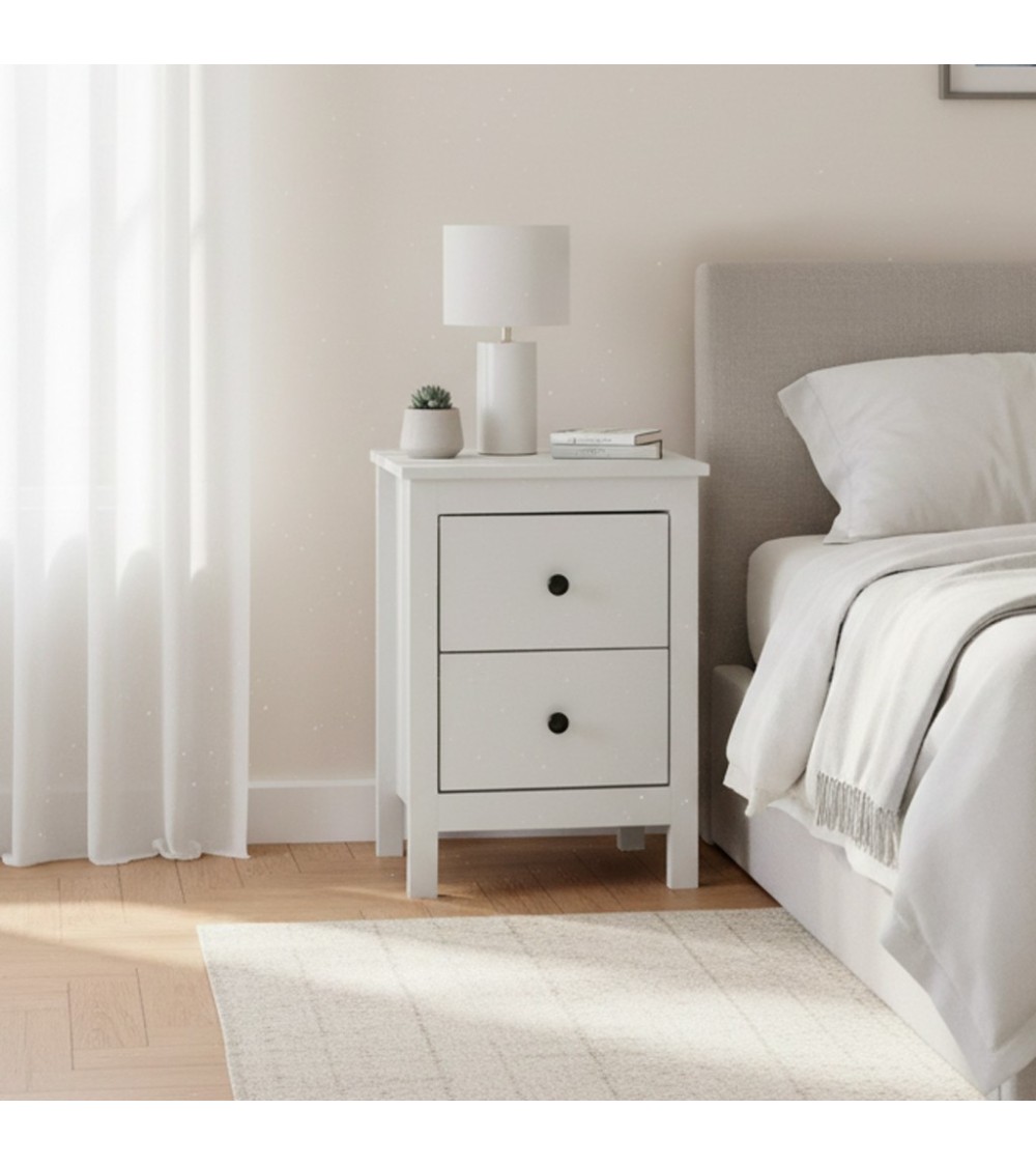 Comodino Karlstad 61A con 2 cassetti colore bianco
