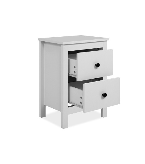Comodino Karlstad 61A con 2 cassetti colore bianco