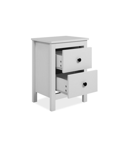 Comodino Karlstad 61A con 2 cassetti colore bianco