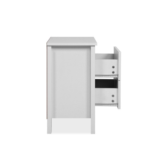 Comodino Karlstad 61A con 2 cassetti colore bianco