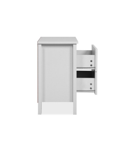 Comodino Karlstad 61A con 2 cassetti colore bianco