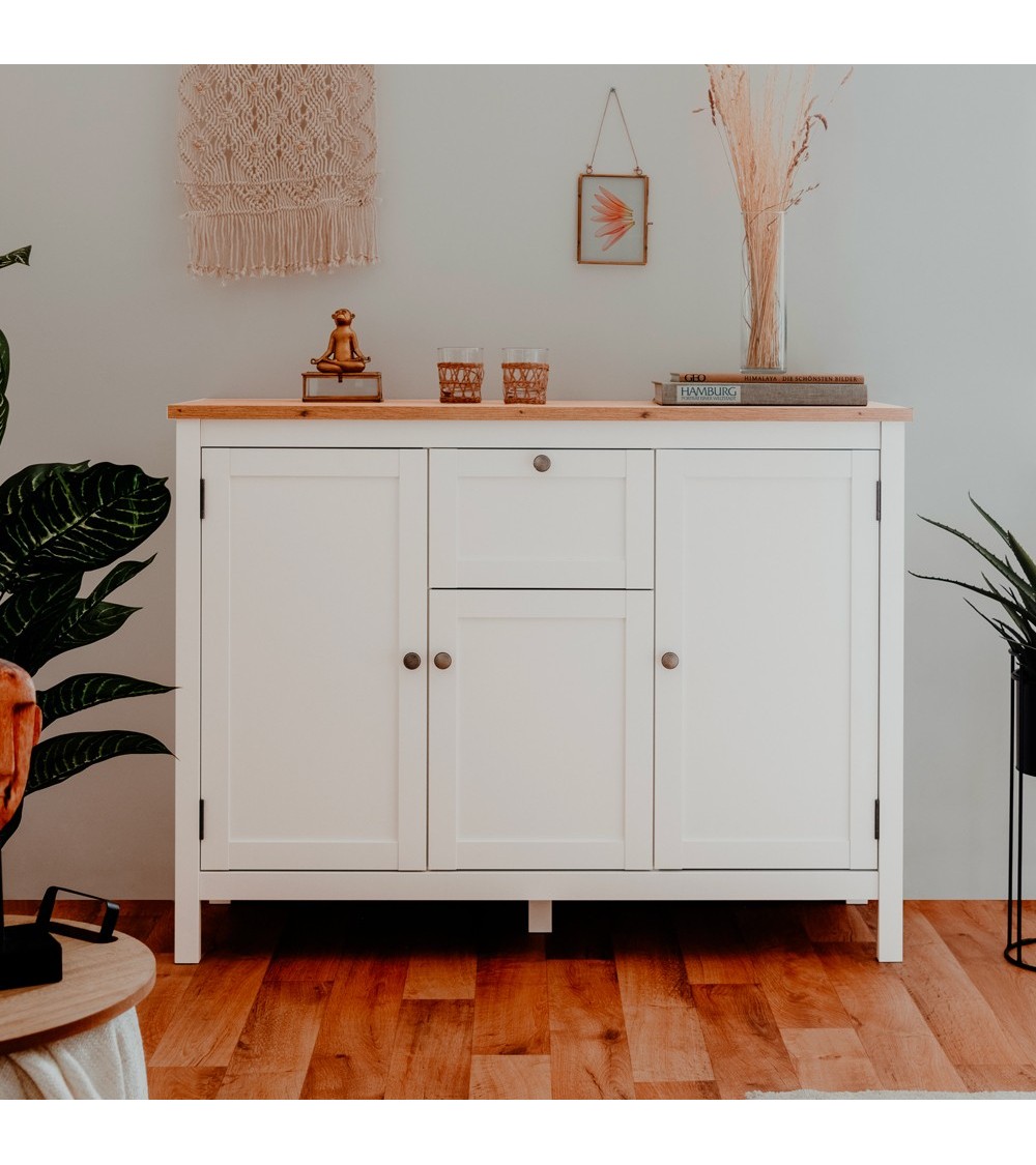 Madia Bergen57 con 3 ante e 1 cassetto bianco e top artisan oak