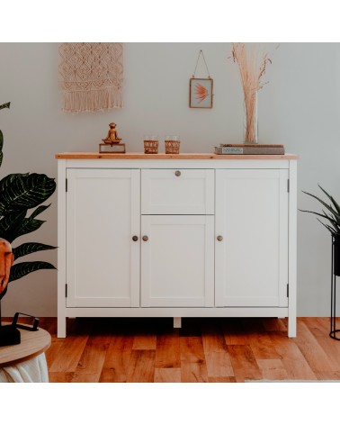 Madia Bergen57 con 3 ante e 1 cassetto bianco e top artisan oak