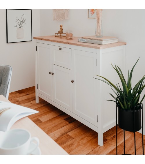 Madia Bergen57 con 3 ante e 1 cassetto bianco e top artisan oak