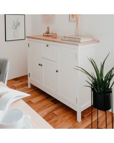 Madia Bergen57 con 3 ante e 1 cassetto bianco e top artisan oak