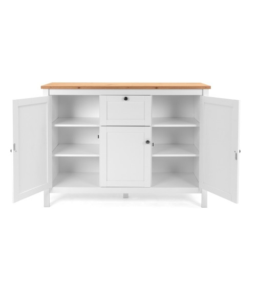 Madia Bergen57 con 3 ante e 1 cassetto bianco e top artisan oak