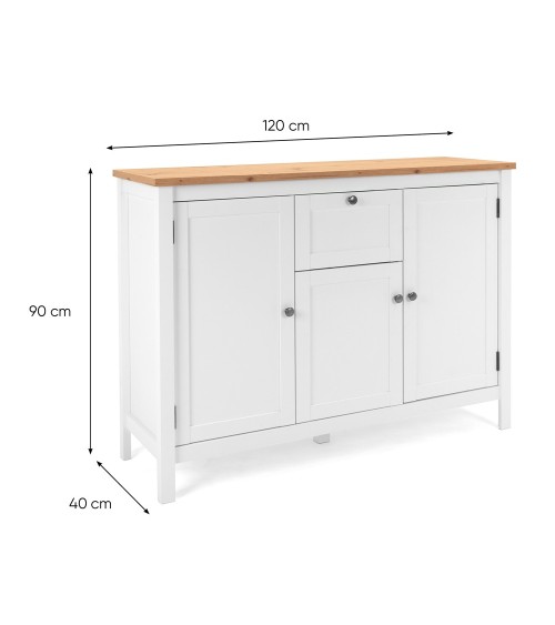 Madia Bergen57 con 3 ante e 1 cassetto bianco e top artisan oak