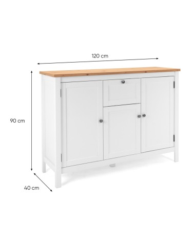 Madia Bergen57 con 3 ante e 1 cassetto bianco e top artisan oak