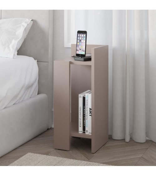 Tavolino comodino di design Elos 27x25x60h colore tortora destro