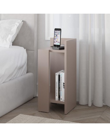 Tavolino comodino di design Elos 27x25x60h colore tortora destro
