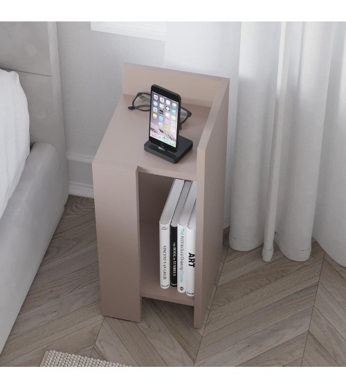 Tavolino comodino di design Elos 27x25x60h colore tortora destro