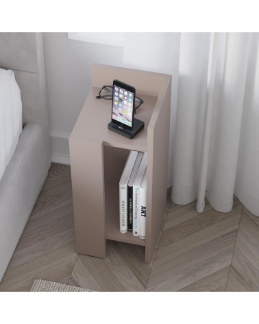 Tavolino comodino di design Elos 27x25x60h colore tortora destro