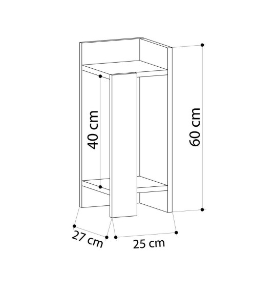 Tavolino comodino di design Elos 27x25x60h colore tortora destro