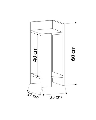 Tavolino comodino di design Elos 27x25x60h colore tortora destro