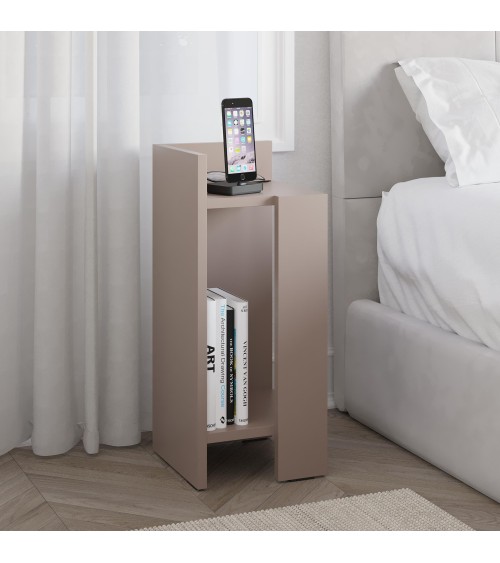 Tavolino comodino di design Elos 27x25x60h colore tortora sinistro
