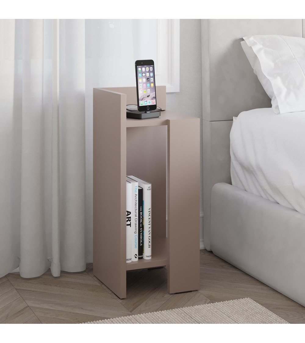 Tavolino comodino di design Elos 27x25x60h colore tortora sinistro
