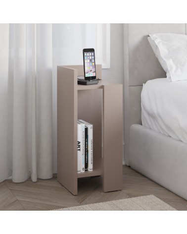 Tavolino comodino di design Elos 27x25x60h colore tortora sinistro