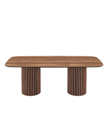 Tavolo fisso Oslo con piano noce e struttura in legno e nero