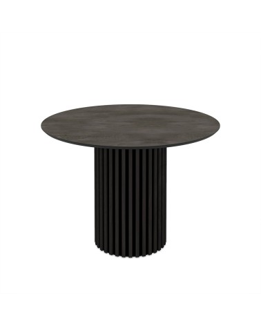 Tavolo Olympus con piano in irony grey super matt e struttura in legno nero