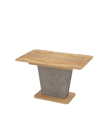 Tavolo allungabile Lali con allunga centrale e base colore rovere e gambe cemento