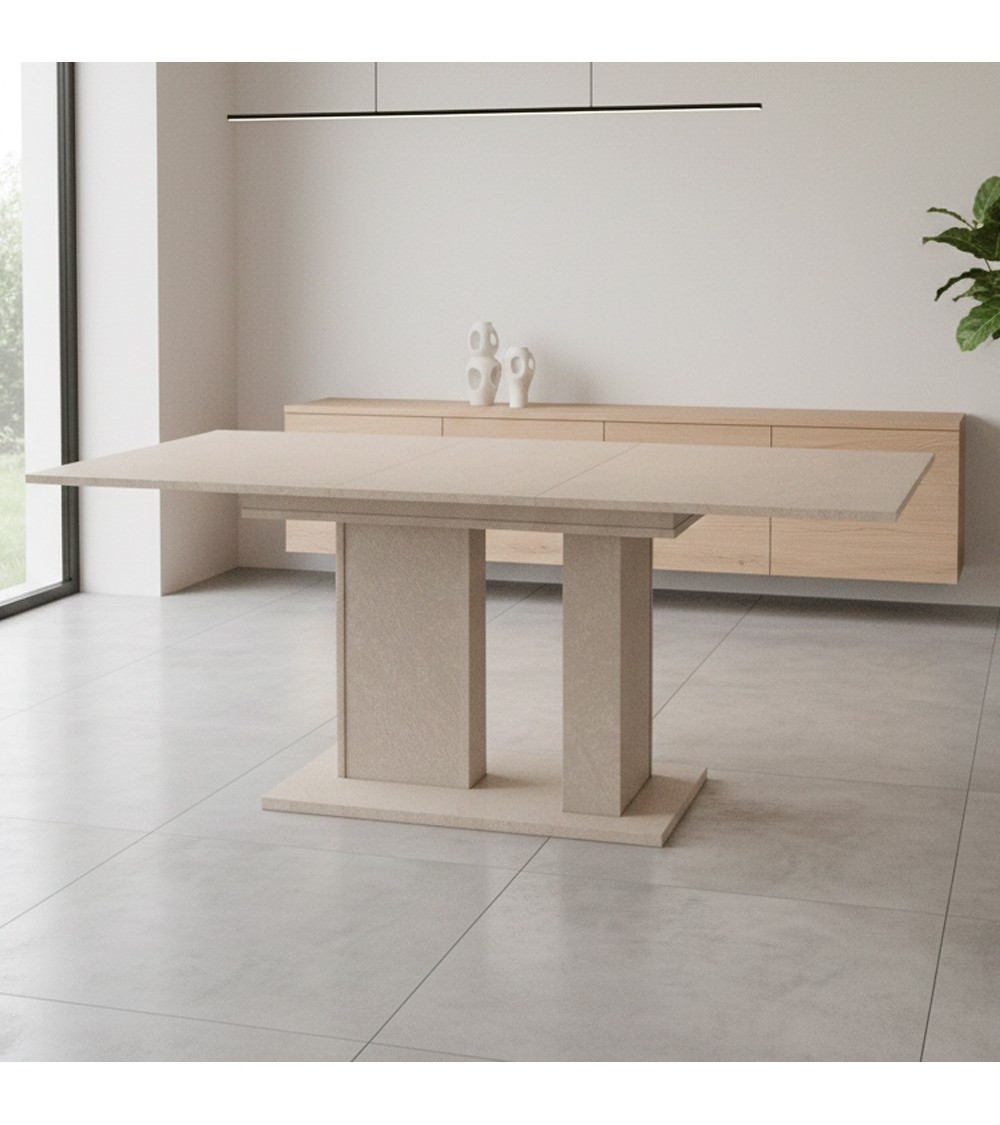 Tavolo allungabile Sone con allunga centrale colore cashmere