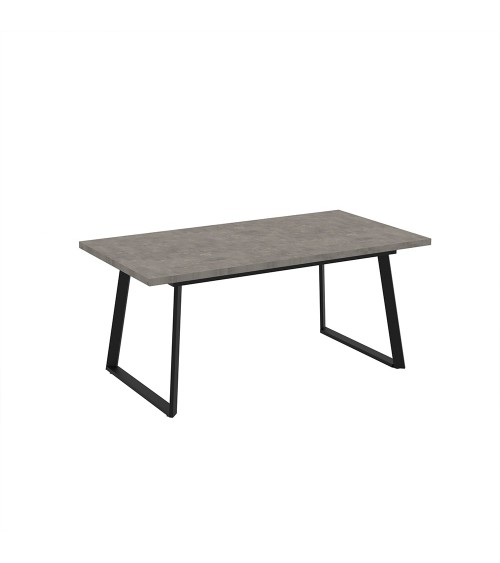 Tavolo allungabile Lavinya con piano cemento e gambe in metallo nero