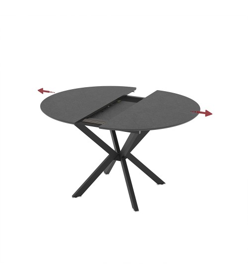 Tavolo allungabile Diano con piano colore ardesia e gambe nere