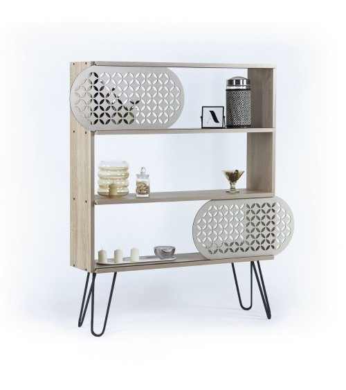 Libreria 3 ripiani Illia rovere nero 94x25x117 MT1905121
