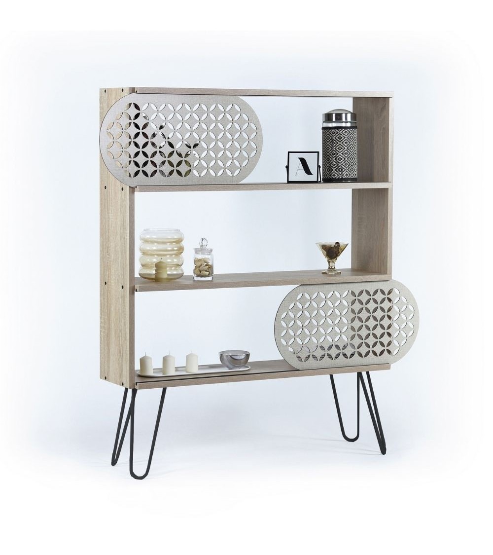 Libreria 3 ripiani Illia rovere nero 94x25x117 MT1905121