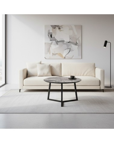 Tavolino da salotto Klint con piano effetto marmo nero arabesque e gambe nere